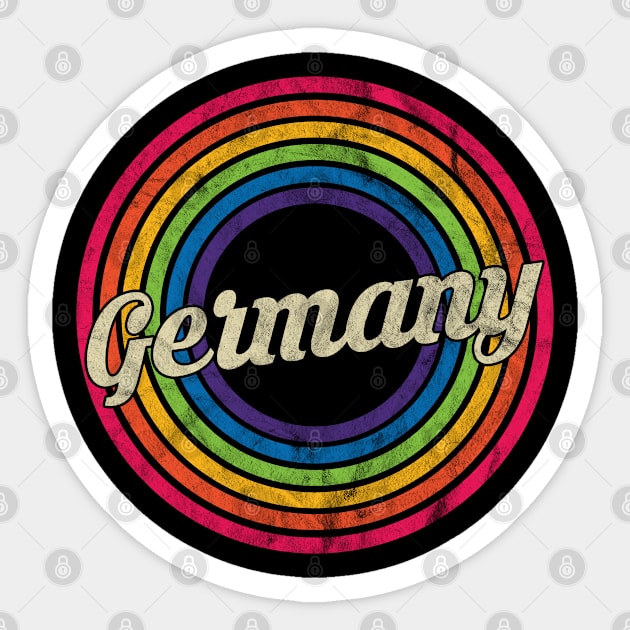 Germany - Retro Rainbow Faded-Style Sticker by MaydenArt